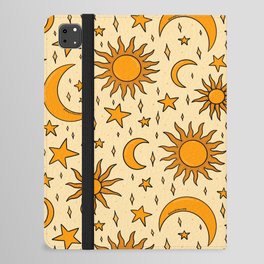 Vintage Sun and Star Print iPad Folio Case