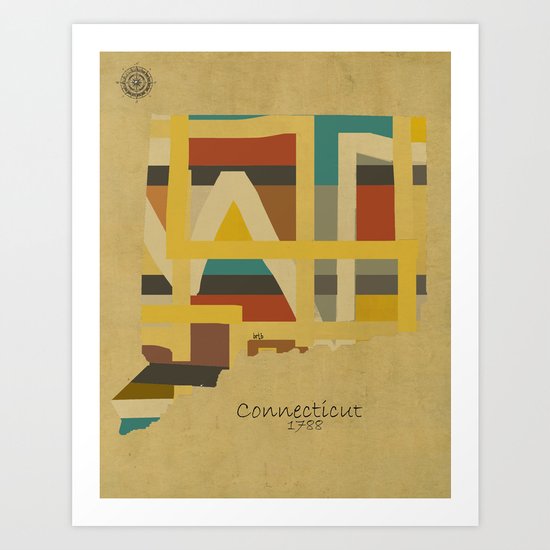 Connecticut state map Art Print