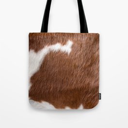 Brown and White Cowhide, Cow Skin Pattern, Farmhouse Decor Tote Bag