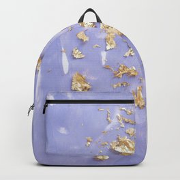 Gold Leafs Purple Painting Backpack | Indigo, Flakes, Painting, Digital, Brush, Abstract, Scandinavian, Marble, Colorful, Gold 