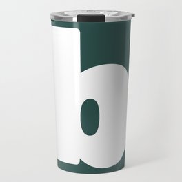 b (White & Dark Green Letter) Travel Mug