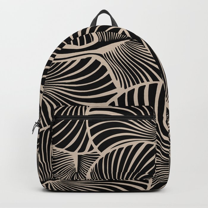 Zebra Fan Palm Hawaiian Tropical  -Black and Tan Backpack