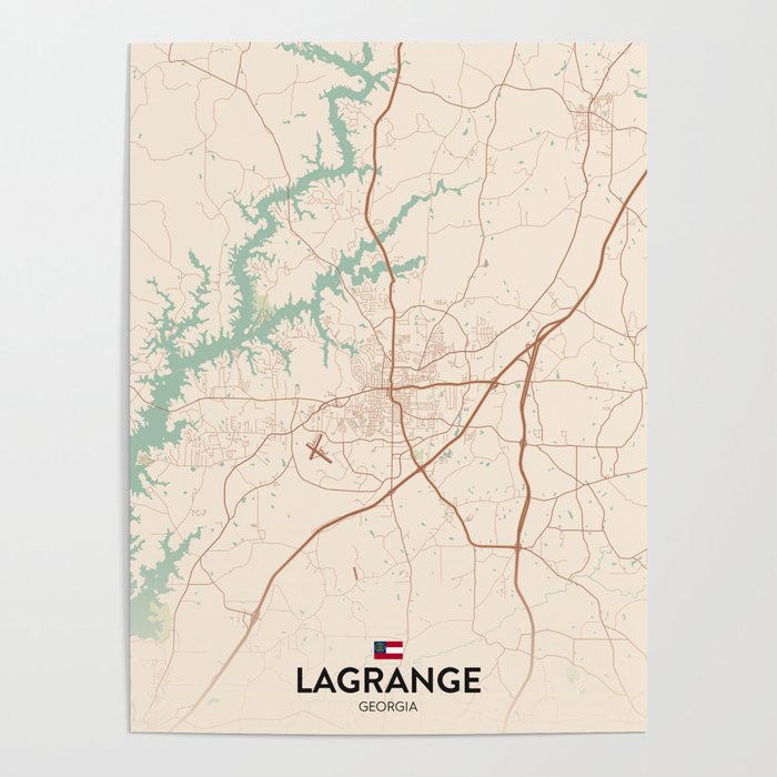 LaGrange Georgia United States Vintage City Map Poster by IMR