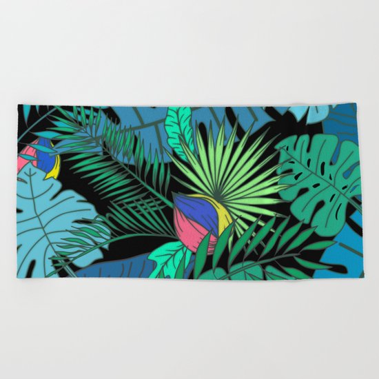 TROPICAL GARDEN B (abstract) Beach Towel