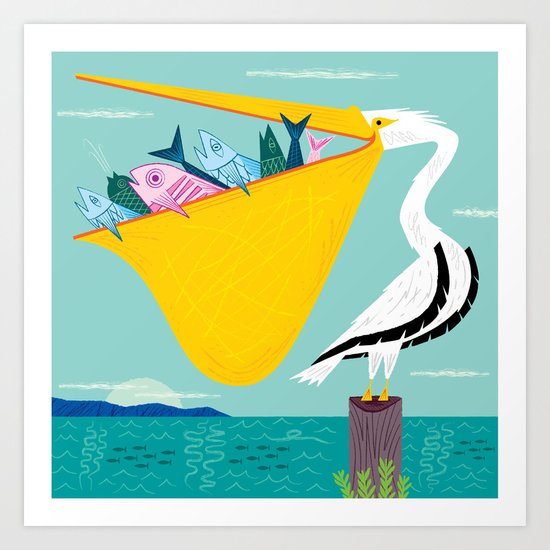 The Greedy Pelican Art Print