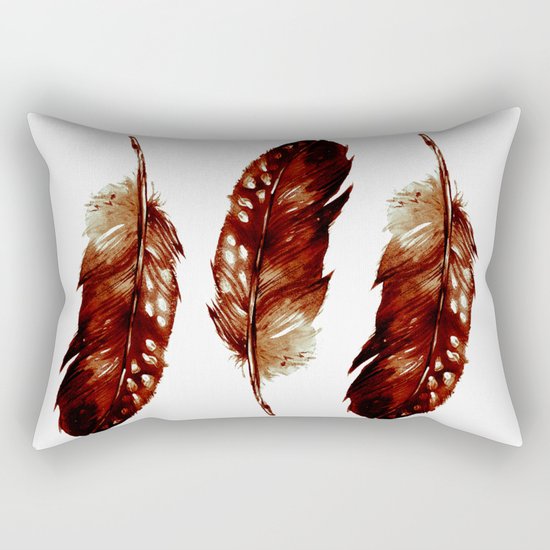 Three Feathers Brown Rectangular Pillow