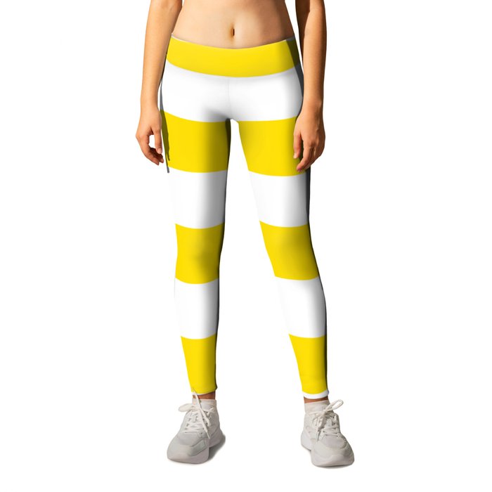 Philippine golden yellow - solid color - white stripes pattern Leggings