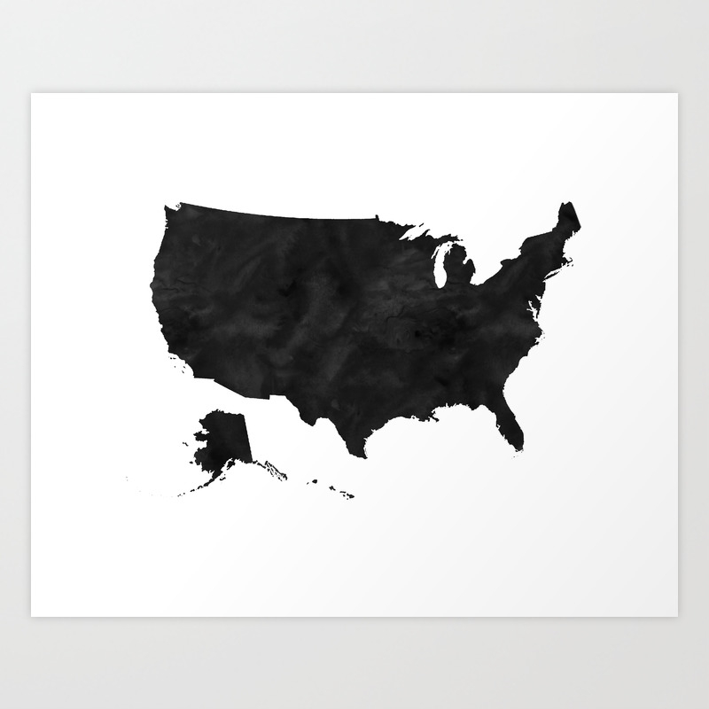 usa wall art usa map usa poster watercolor map scandinavian print black and white printable wall a art print by typohouse society6