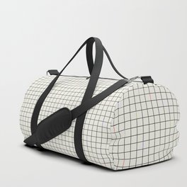 Minimalist Black and Off-White Grid with Color Accents Duffle Bag