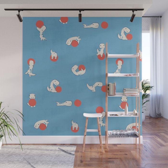 Tiny T-Rex and his Red Ball Wall Mural