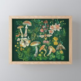 Mushrooms Dandelion Garden Framed Mini Art Print