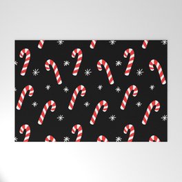 Candy Cane Pattern (black/red/white) Welcome Mat