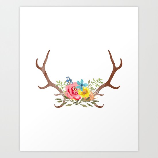 Floral Antlers Art Print