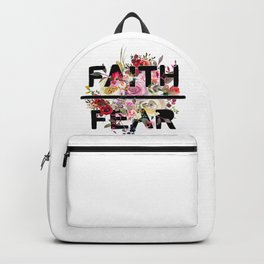 Christian Quote - Faith Over Fear - Cute Floral Watercolor Typography Backpack