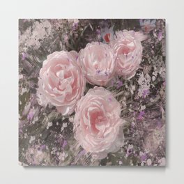 Vintage Florals in Pink Blush Metal Print