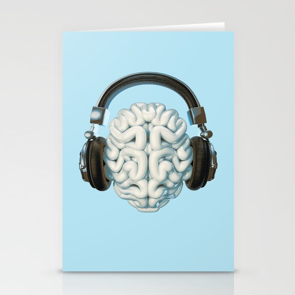 Mind Music Connection /3D render of human brain wearing