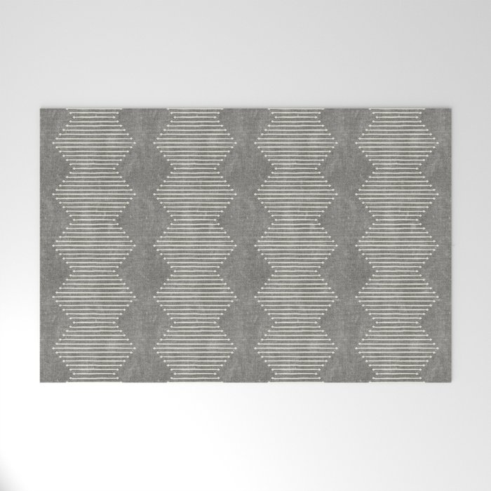 mudcloth diamonds - gray Welcome Mat