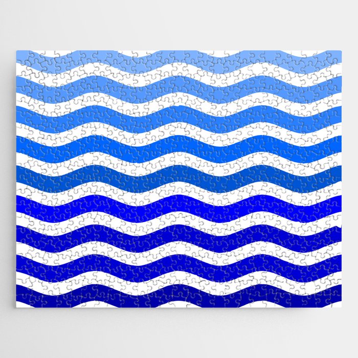 Blue wave - cute summer graphic pattern  Jigsaw Puzzle