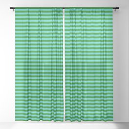 [ Thumbnail: Turquoise & Green Colored Striped Pattern Sheer Curtain ]
