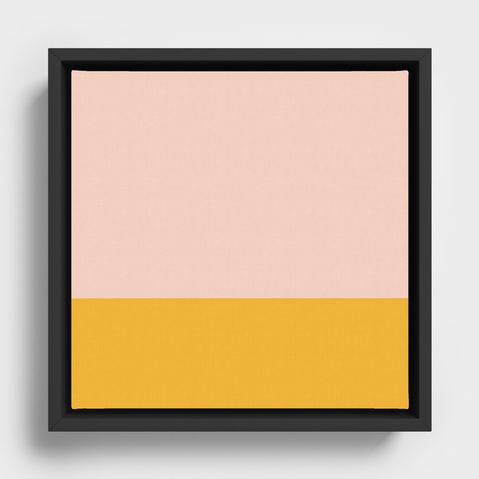 Blush Pink and Mustard Yellow Minimalist Color Block Framed Canvas