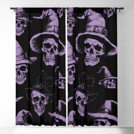 Witch Skulls Vintage Horror Black Purple Violet Lavender Blackout Curtain