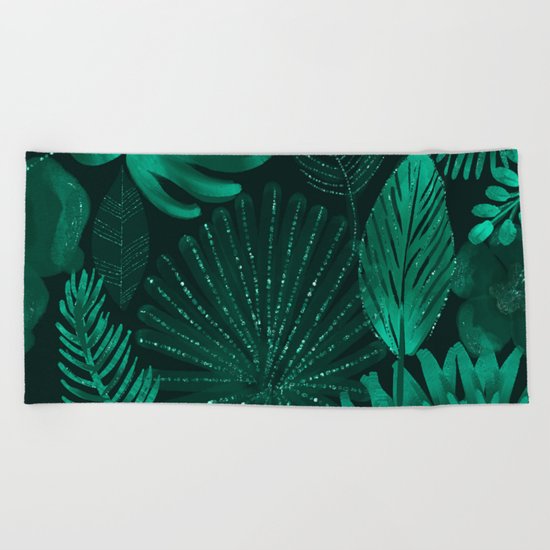 Emerald botanical - tropical ferns and palms Beach Towel