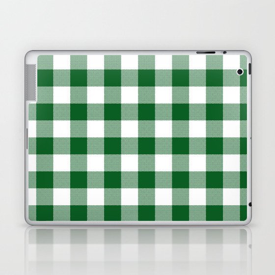 Hunter Green Checker Gingham Plaid Laptop & iPad Skin