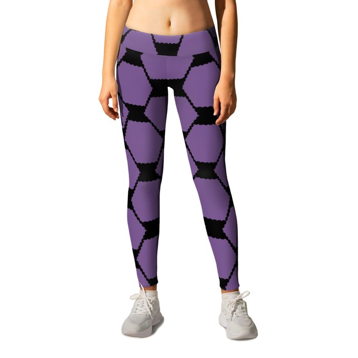 Violet hexagon geometric retro pattern Leggings