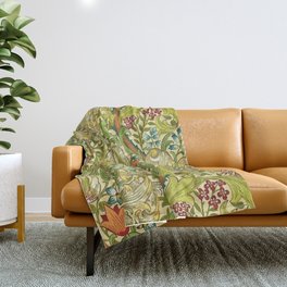 William Morris Calla Lilies, Tulips, Daffodils, & Red Poppies Textile Print Throw Blanket