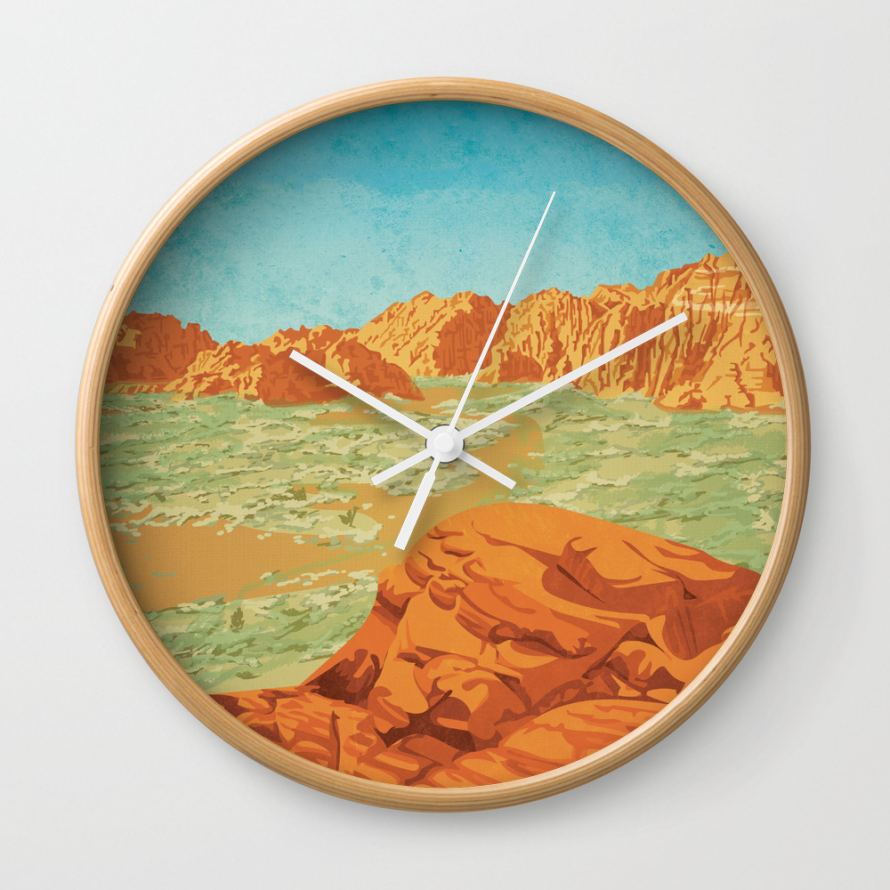 St George Utah Vintage Style Travel Poster Wall Clock By Missyames Society6