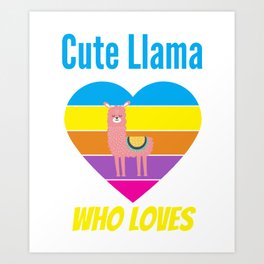 Cute LLAMA Who Loves Heart Art Print | Funny Llama, Fox, Animal, Alpaca Lover, Cat, Retro, Unicorn, Cool Llama, Funny Llmazing, Llamaste 5 