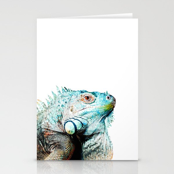 Too Cool Colorful Iguana Animal Beachy Art Stationery Cards
