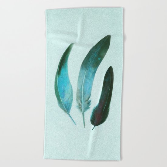 Blue Feathers Beach Towel