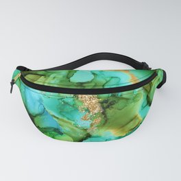 Green And Turquoise Aqua Mermaid Alcohol Ink Fanny Pack