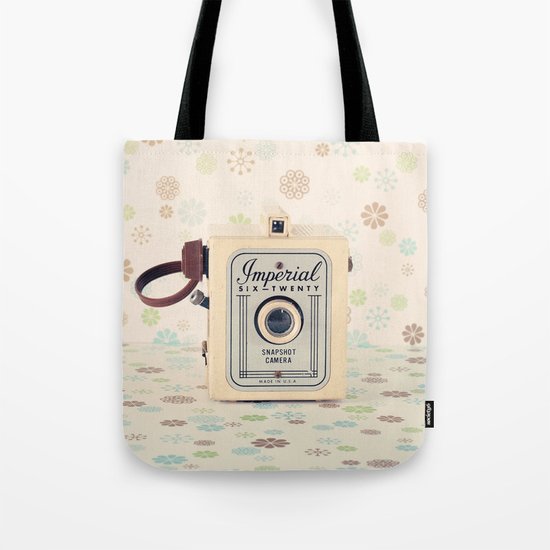 Retro Film Camera on Beige - Cream Pattern Background Tote Bag