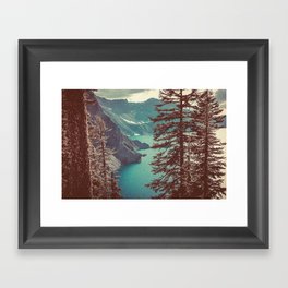 Vintage Blue Crater Lake and Trees - Nature Photography Framed Art Print