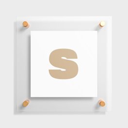 s (Tan & White Letter) Floating Acrylic Print