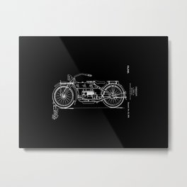 1919 Motorcycle Patent Black White Metal Print | Motorcycle, Wheels, Masculine, Riding, Digital, Blackandwhite, Bike, Motorbike, Slick, Mens 