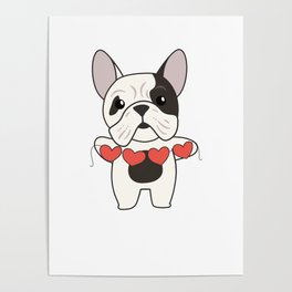Bulldog For Valentine's Day Cute Animals With Poster