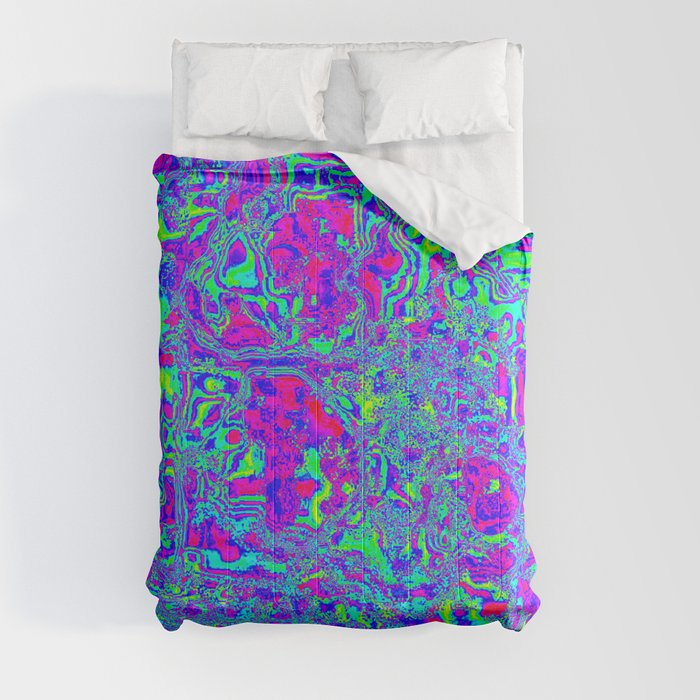Cool Colors and Pink Psychedelic Design Comforter