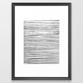 Black Brush Lines on White Framed Art Print