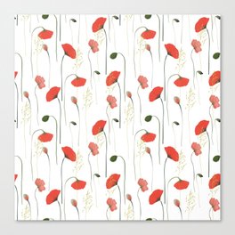 Pretty Girly Poppies Floral Pattern Canvas Print