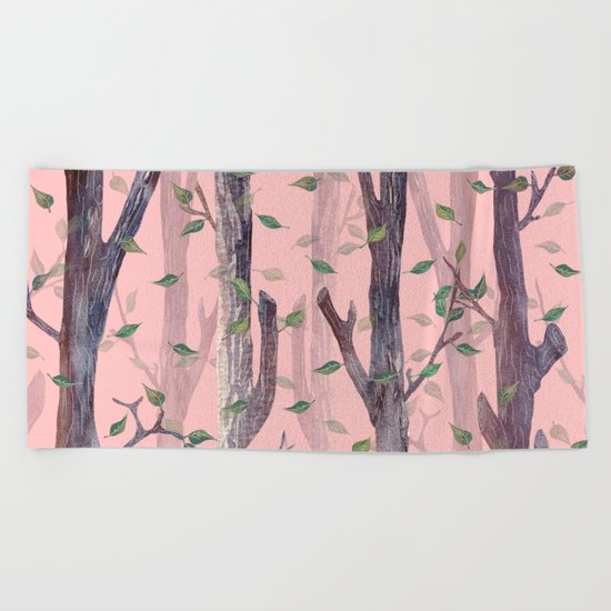 Forest Pink Beach Towel