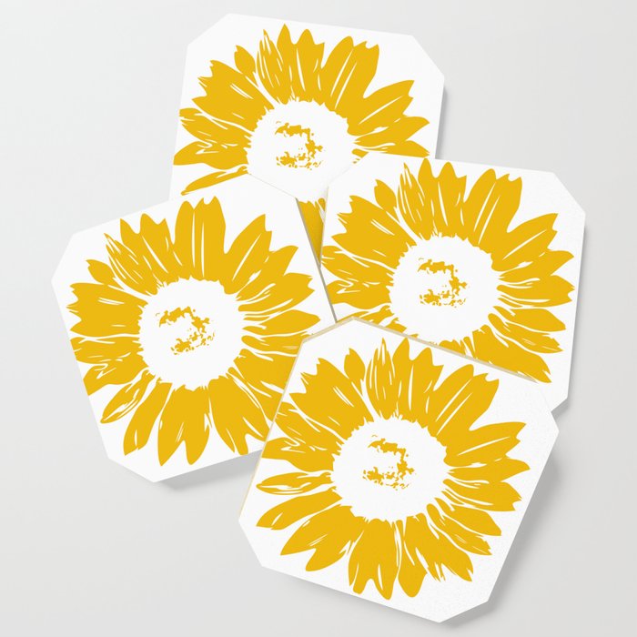 Sunflower Whimsical Bold Abstract Original Graphic Design Coaster
