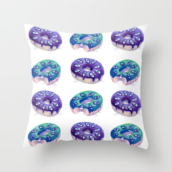 Crying donut pattern Throw Pillow