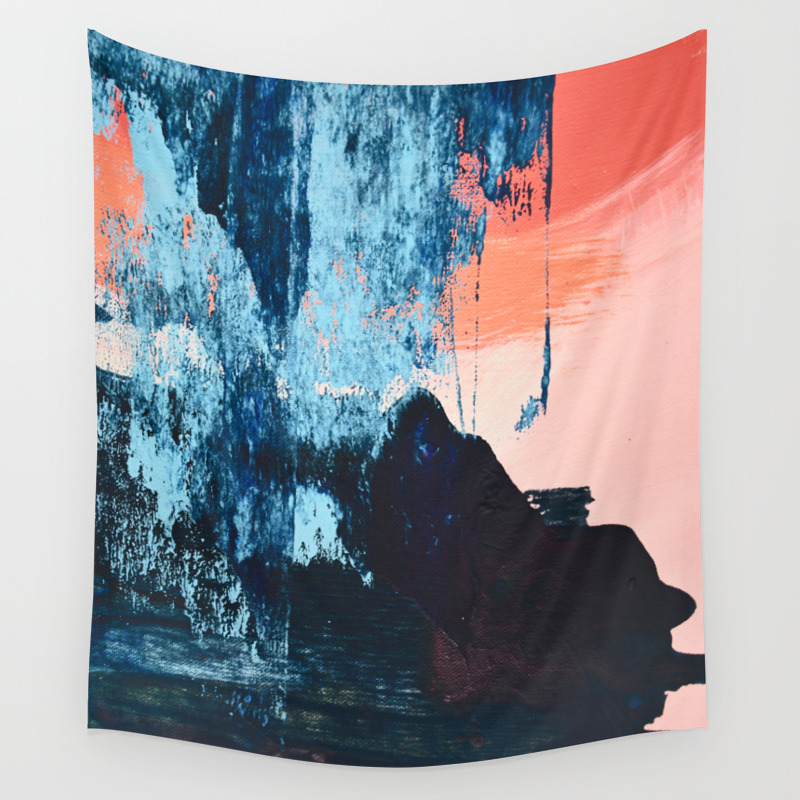 Delight A Vibrant Abstract Painting In Blues And Coral By Alyssa