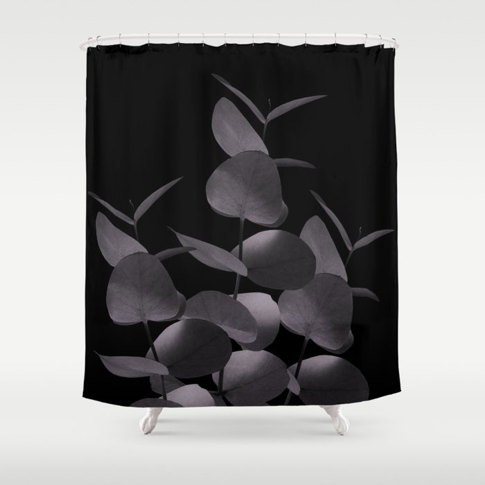 Eucalyptus Leaves Black Black #1 #foliage #decor #art #society6 Shower Curtain