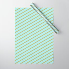 [ Thumbnail: Turquoise and Dark Khaki Colored Striped Pattern Wrapping Paper ]