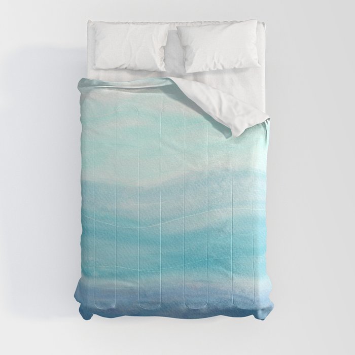 Sea Waves, Abstract Watercolor Painting Comforter