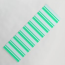 [ Thumbnail: Green & Light Cyan Colored Lines Pattern Yoga Mat ]